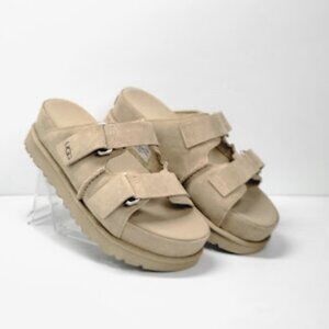 UGG Goldenstar Platform Slide Sandals Women’s Size 8.5 Beige Suede NWOB
